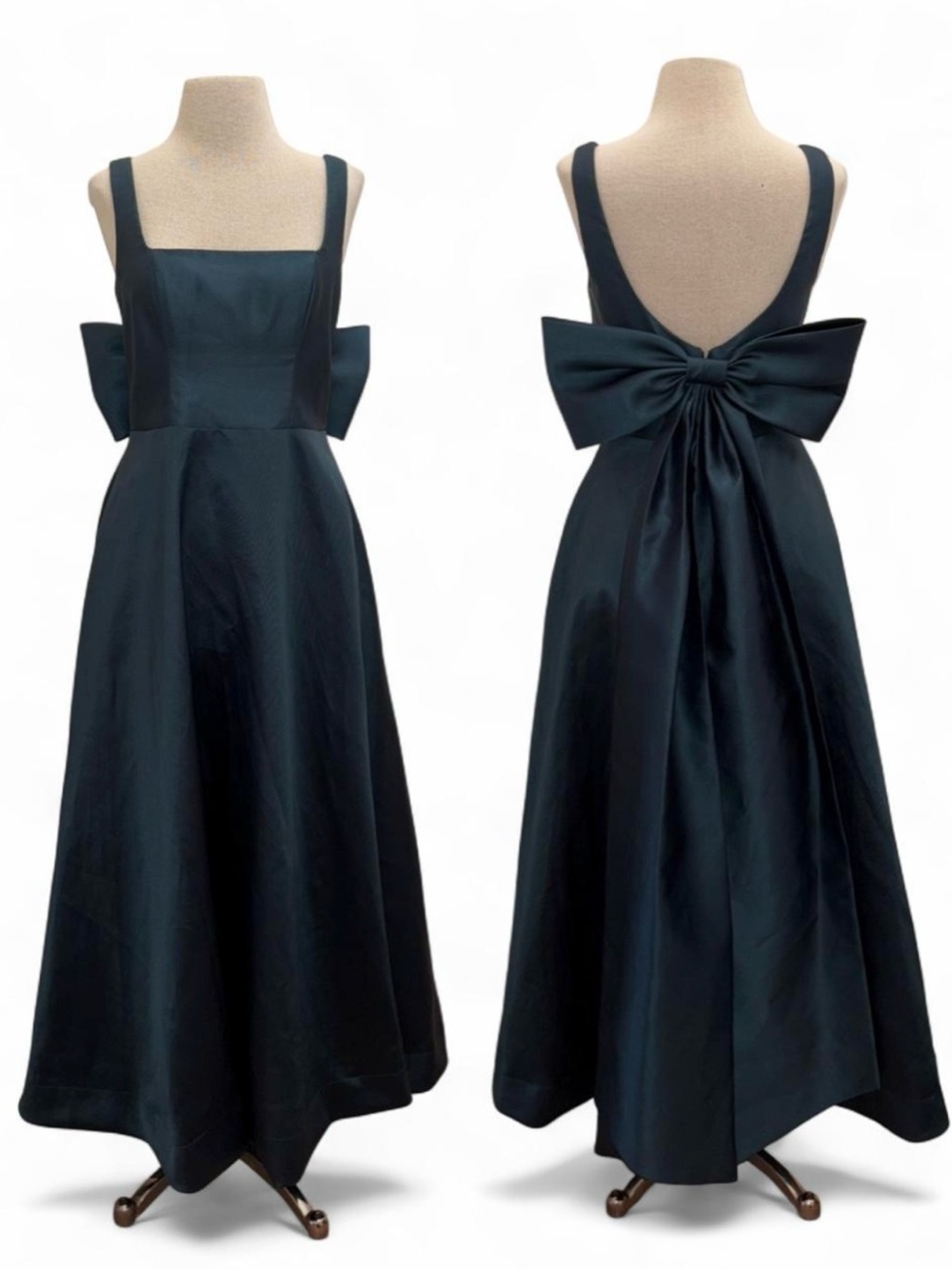 Dessy Collection Green Statement Bow Back Maxi Dress Size 6 Small Formal Elegant